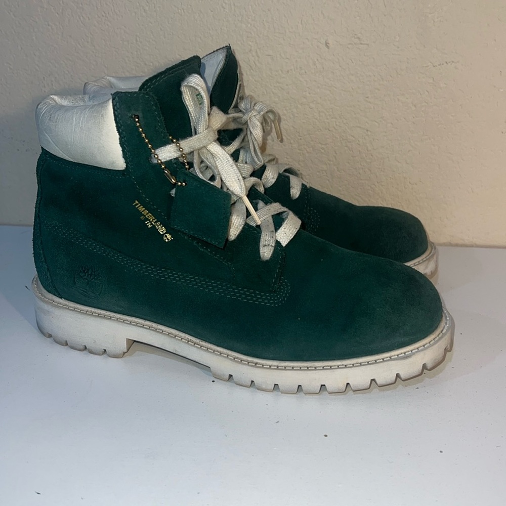 Timberland 6 Inch Premium Leather Green/Cream Boots